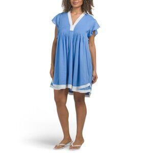 NAVY BLEU Periwinkle Eden Flutter Sleeve Mini Dress